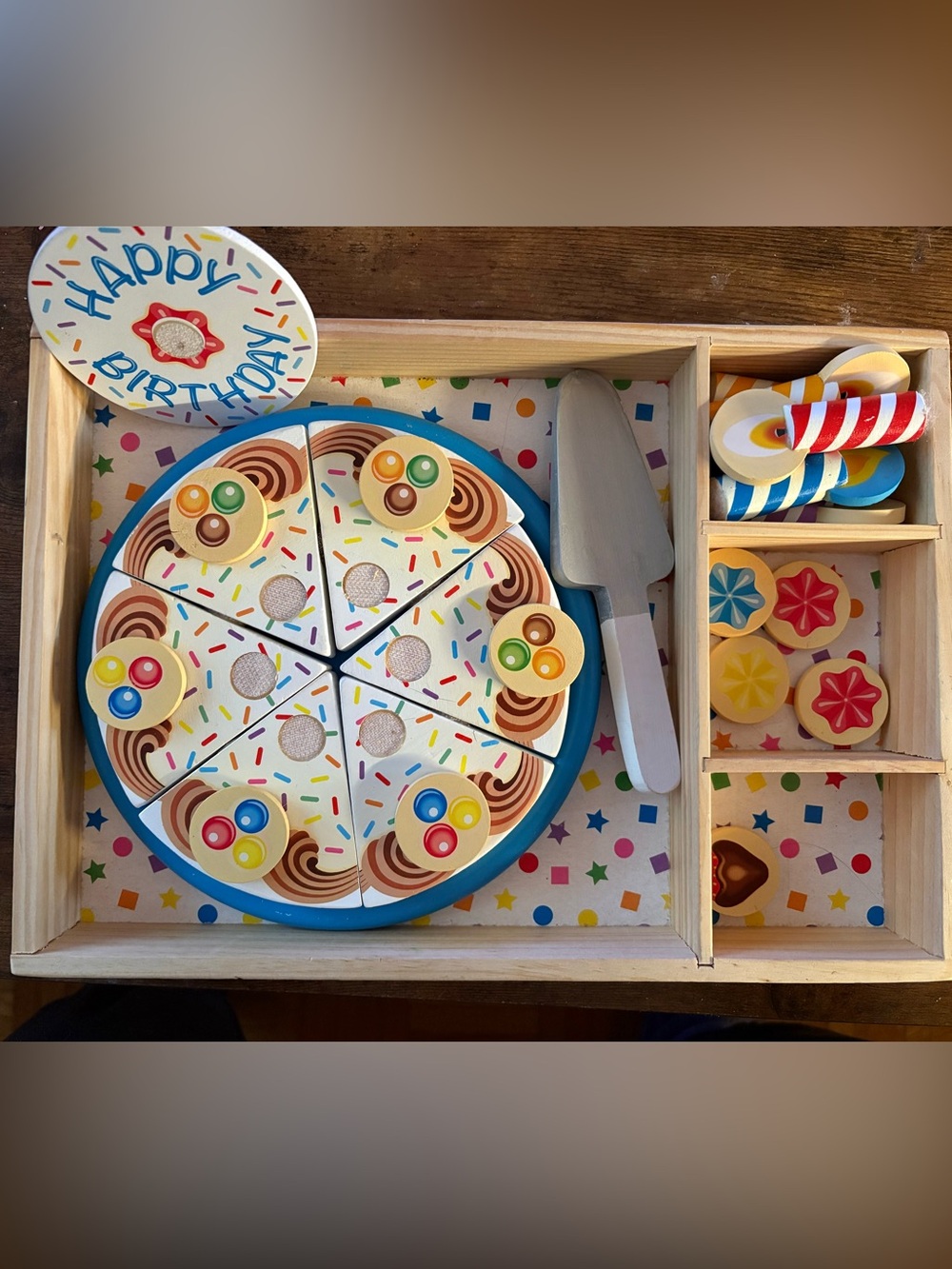 Melissa & Doug Birthday Party Cake - Wooden playset with Toppings and Candles